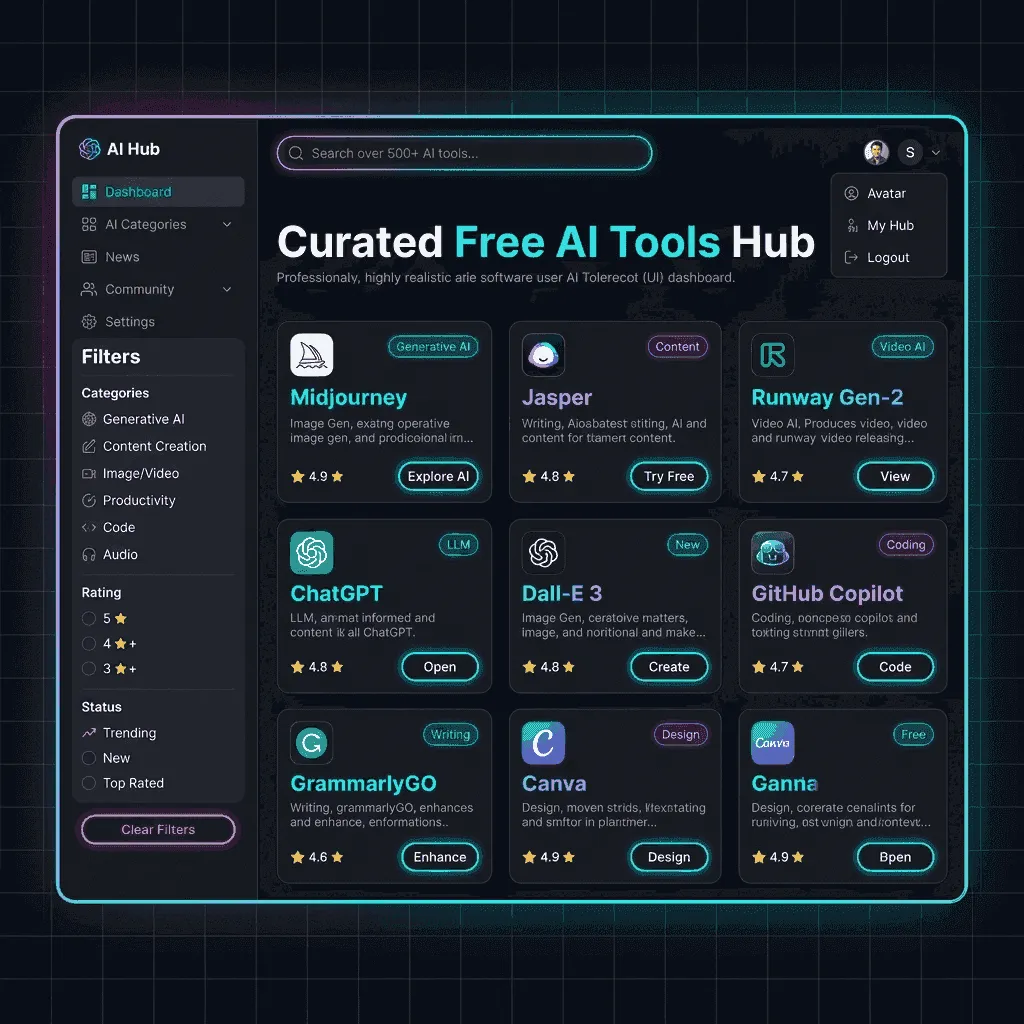 Best Free AI Tools in 2026 (Actually Free, No Credit Card) comparison featured graphic showing AI dashboard interface
