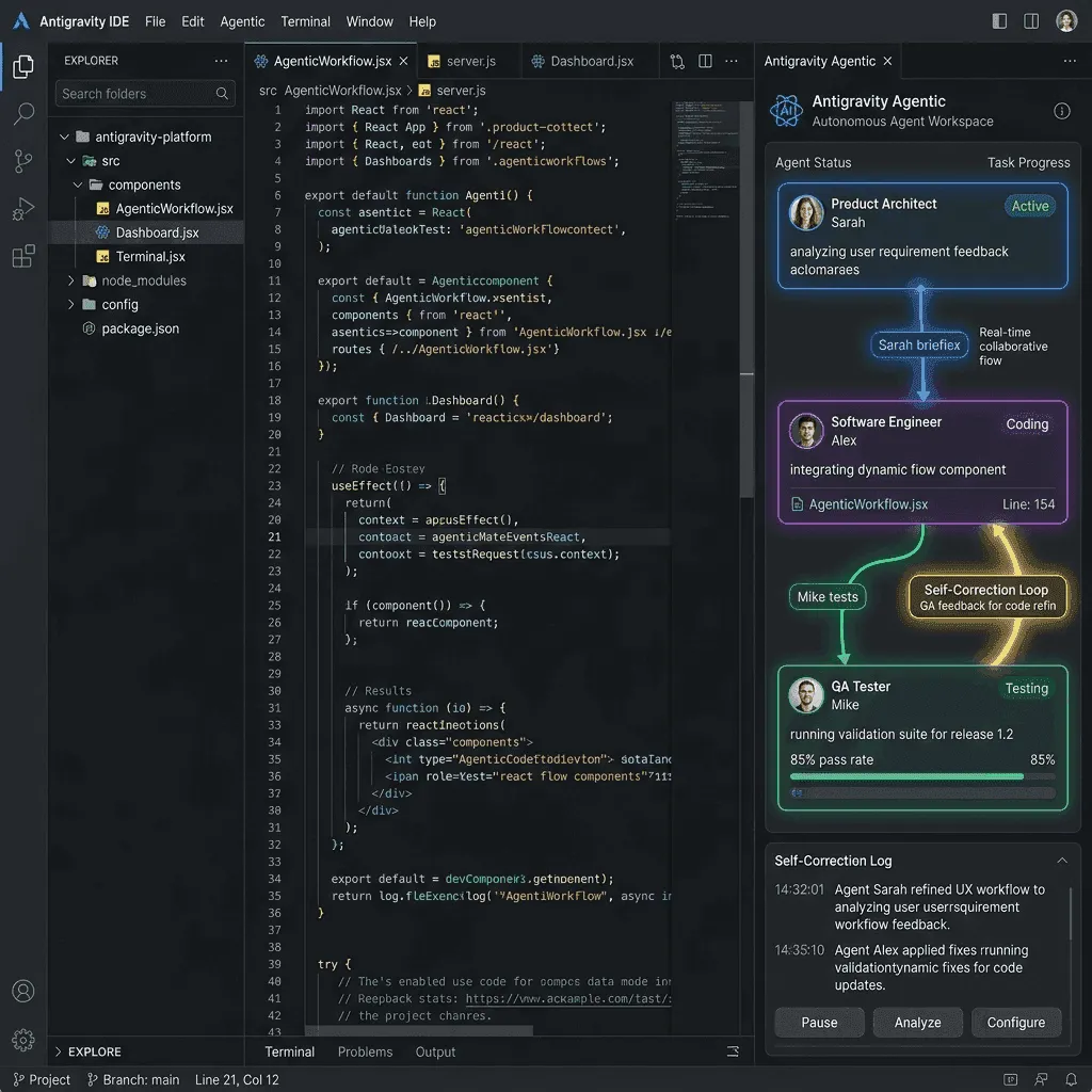 Google Antigravity Review: Is Google's Agent-First Coding Platform Worth the Switch? comparison featured graphic showing AI dashboard interface