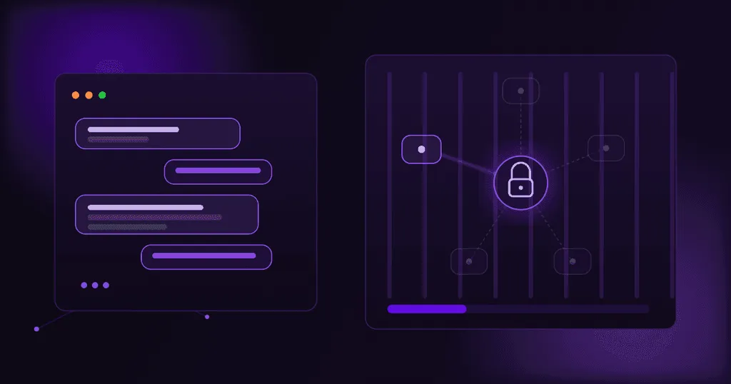 GPT-5.6 Sol featured graphic showing a dark mode AI chat dashboard panel next to a restricted access gate with a lock icon, in purple branding