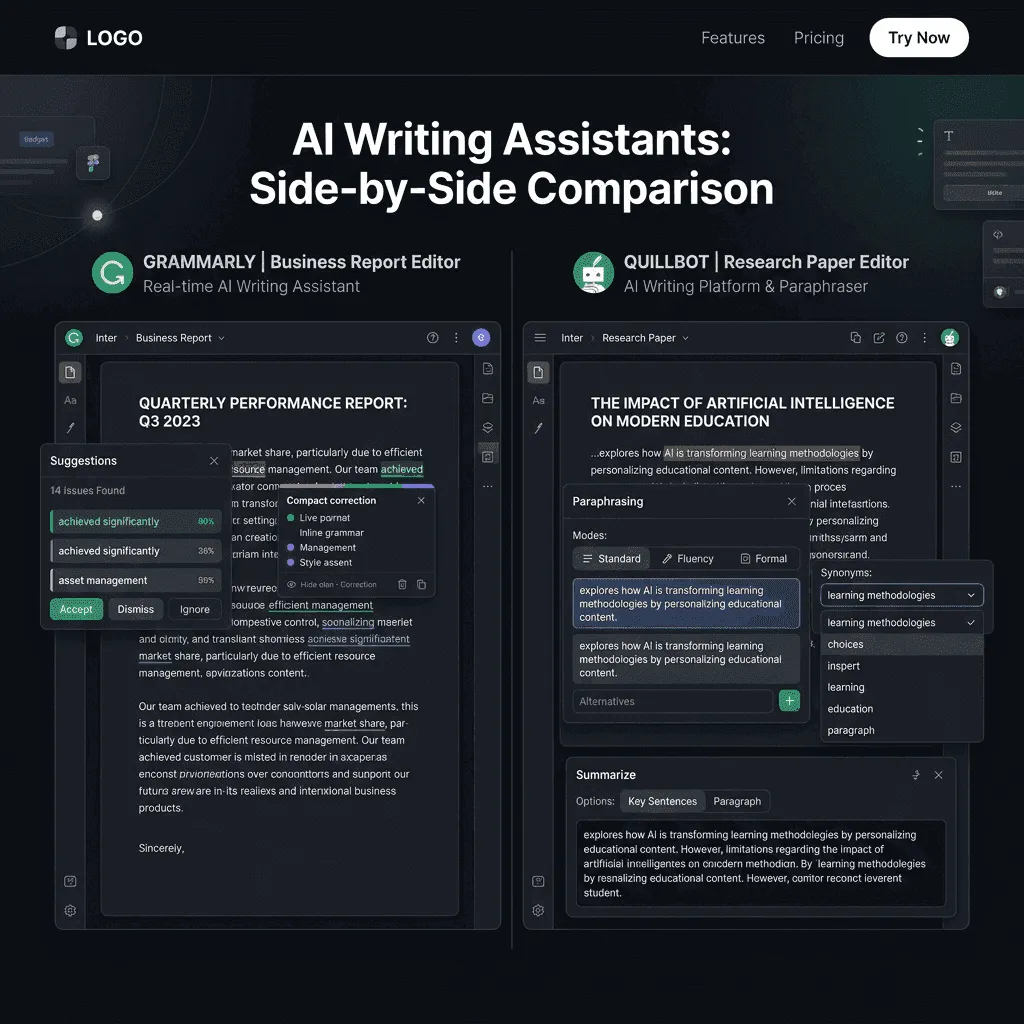 Featured image for Grammarly vs QuillBot: Which AI Writing Assistant Wins in 2026? - Writing AI