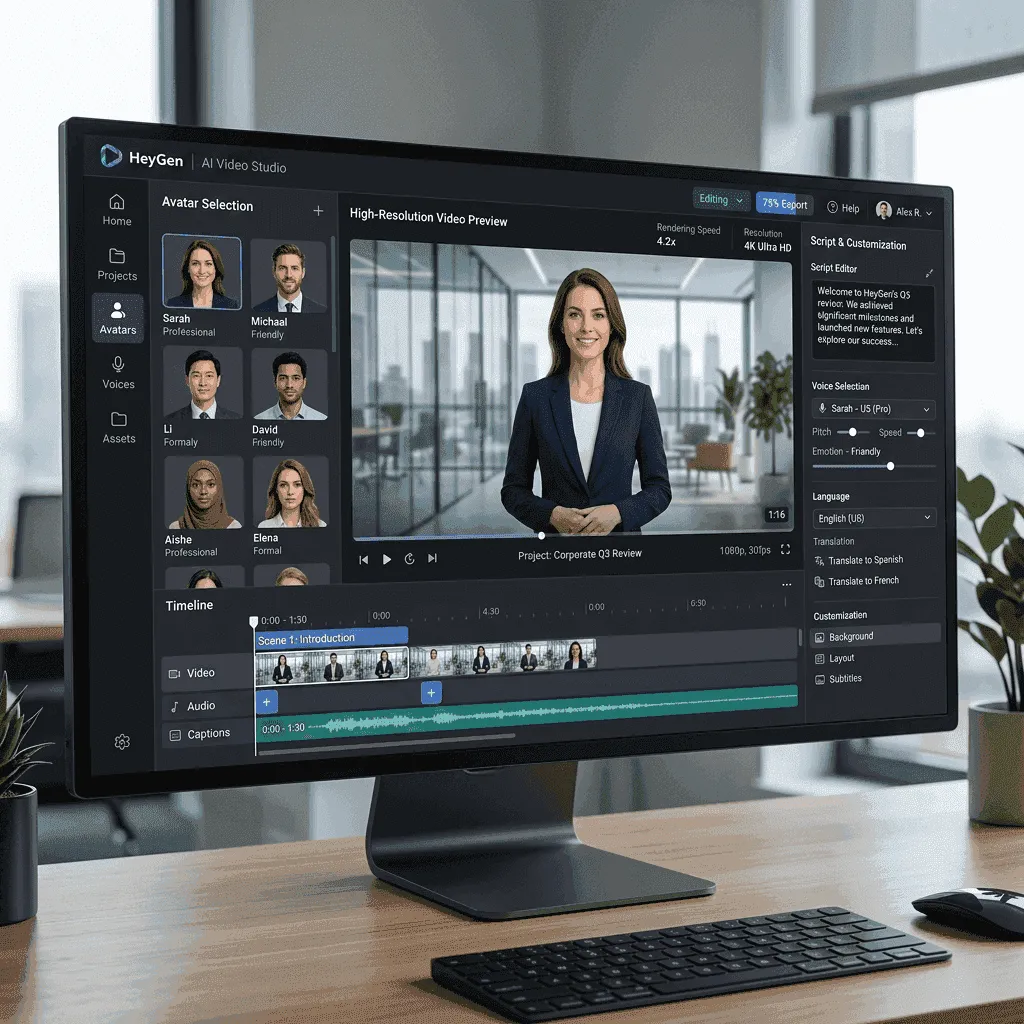 HeyGen Free Plan 2026 review showing avatar video interface