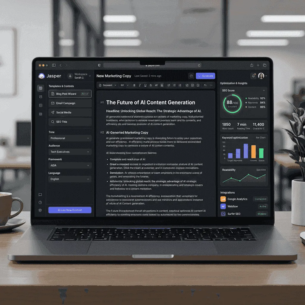Jasper AI Review 2026: Is It Worth $39/Month? (Honest Verdict) comparison featured graphic showing AI dashboard interface