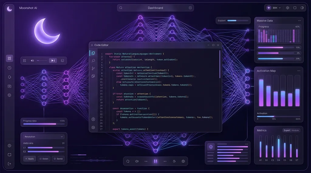 Kimi K3 review featured graphic showing a dark mode AI dashboard interface with code and chat panels in purple branding