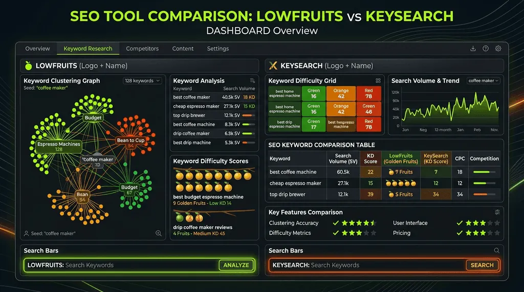 LowFruits vs KeySearch (2026): Best AI Keyword Research Tool? featured graphic